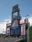 in front of the scoreboard